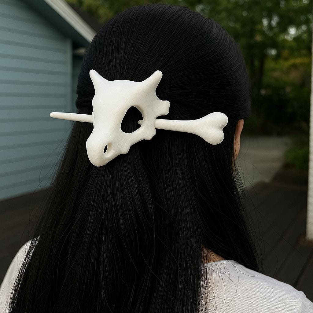 Cubone Hair Stick Art Piece