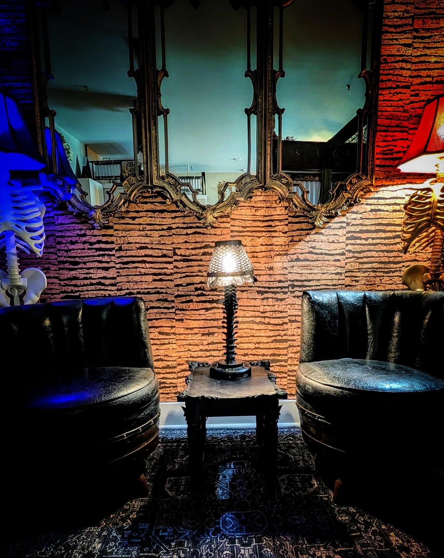 Gothic Skeleton Desktop Lamp - Life-Size-Anatomically accurate spine  with handmade shade!