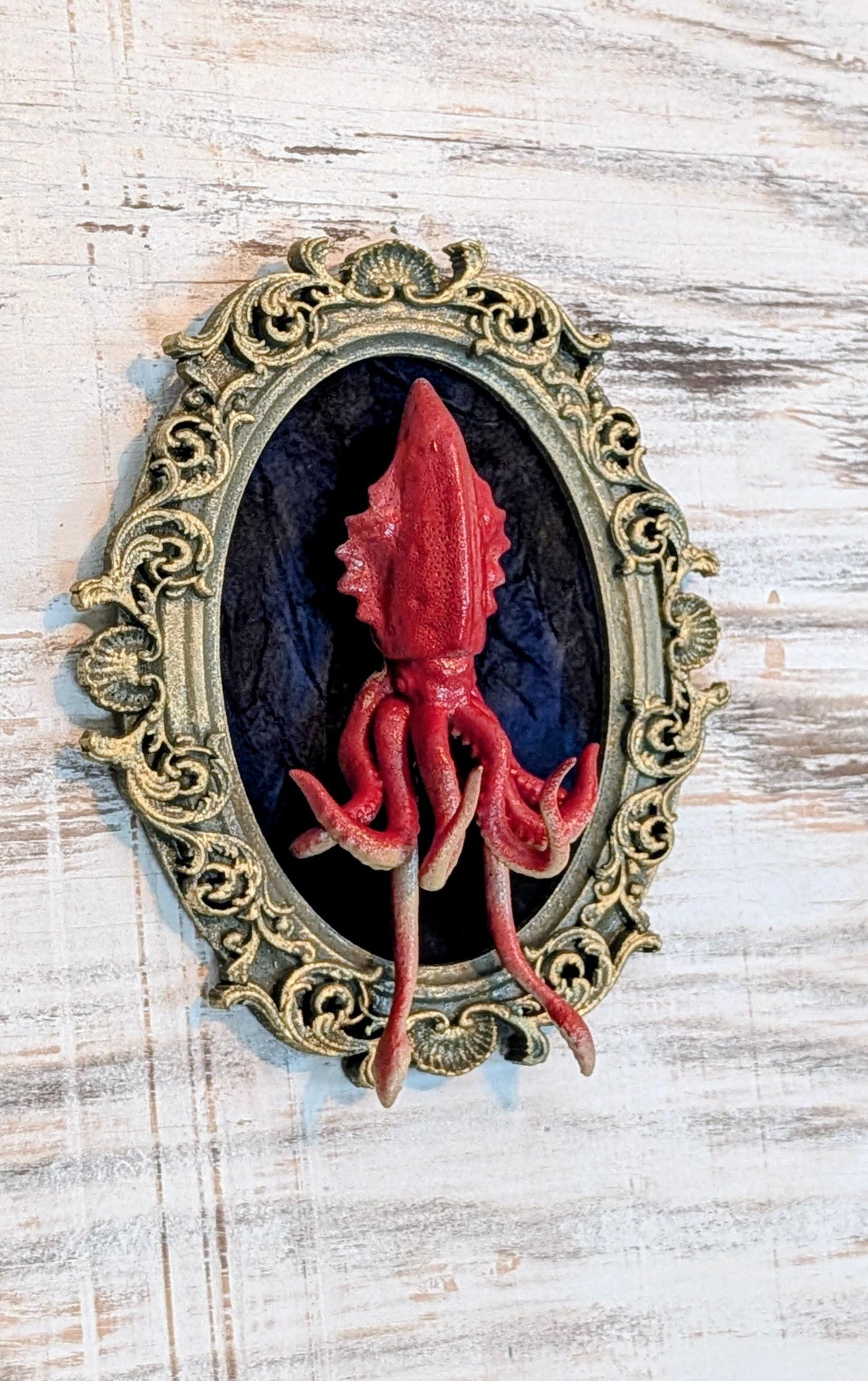 Baroque Giant Squid Wall Sculpture, Sea Monster Frame Art.