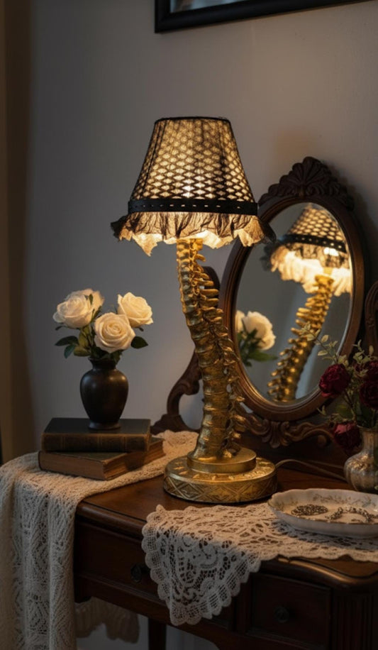 Handmade Gothic Spine Lamp – Gold Vertebrae Skeleton Light