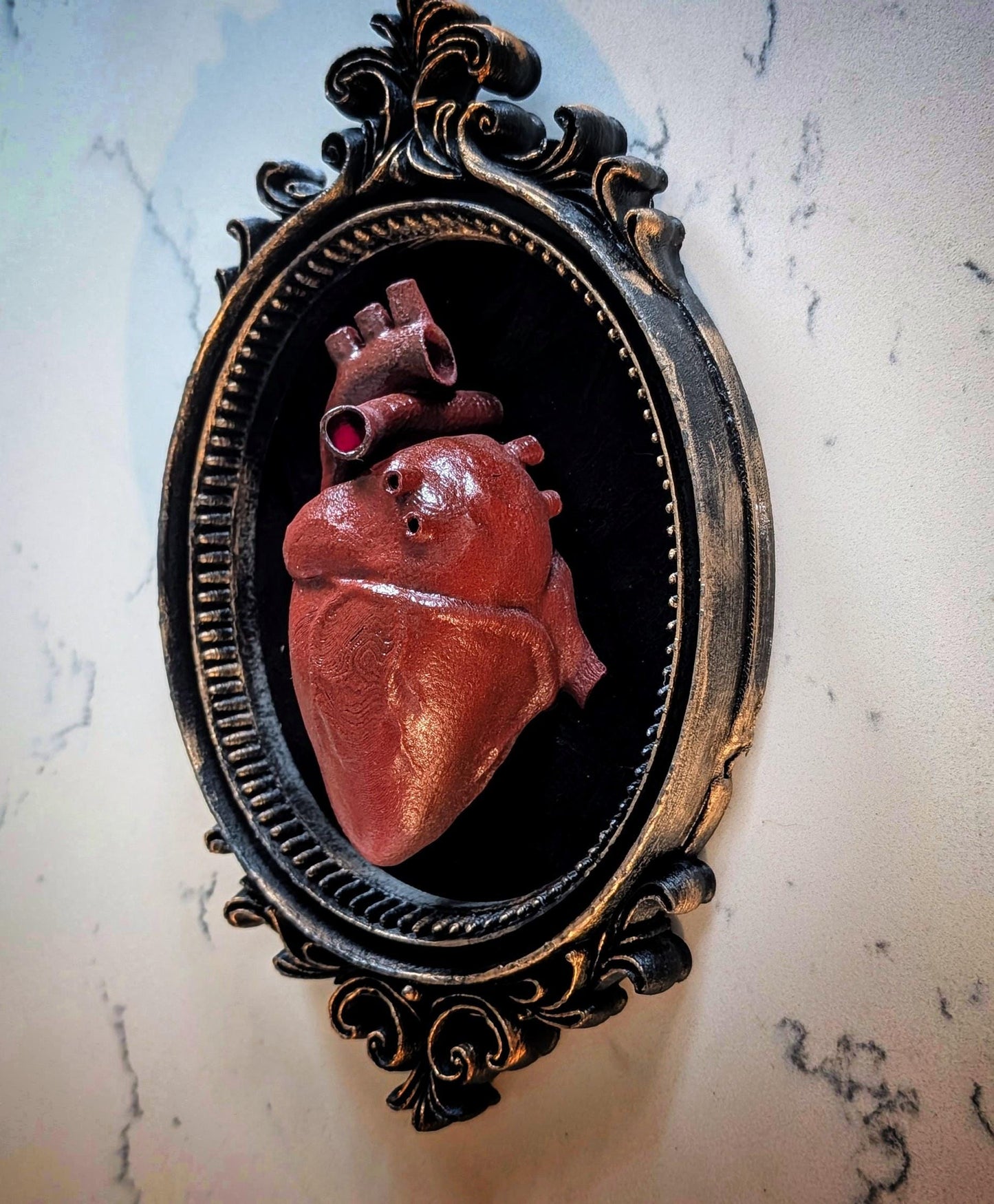 Gothic Anatomical Heart Wall Art - Red or Black Heart in Ornate Frame