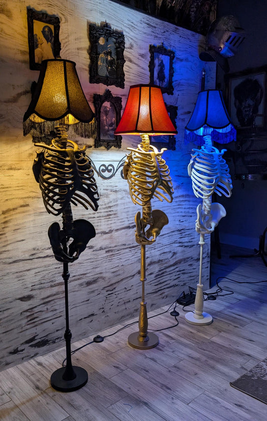 Gothic Skeleton Floor Lamp - Life-Size-Anatomically accurate with Vintage Shade!