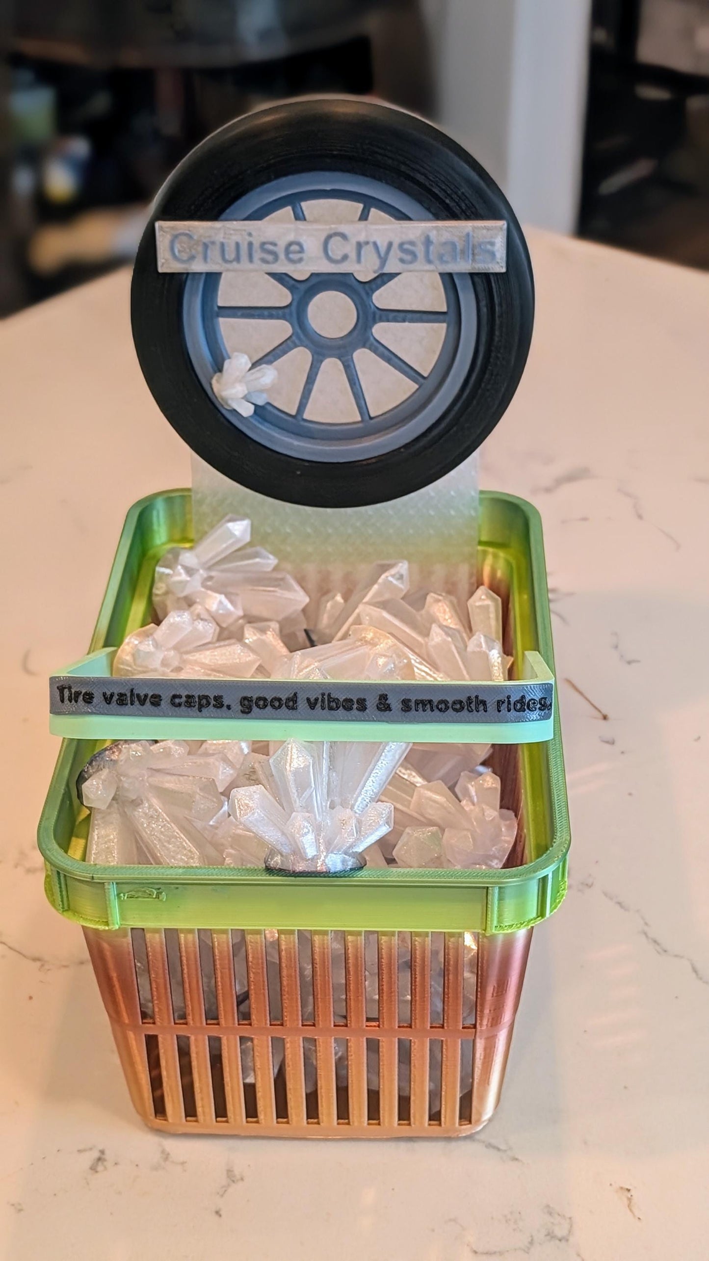 3D Printed Quartz Car Tire Valve Caps: High-Vibe Style (Set of 4)