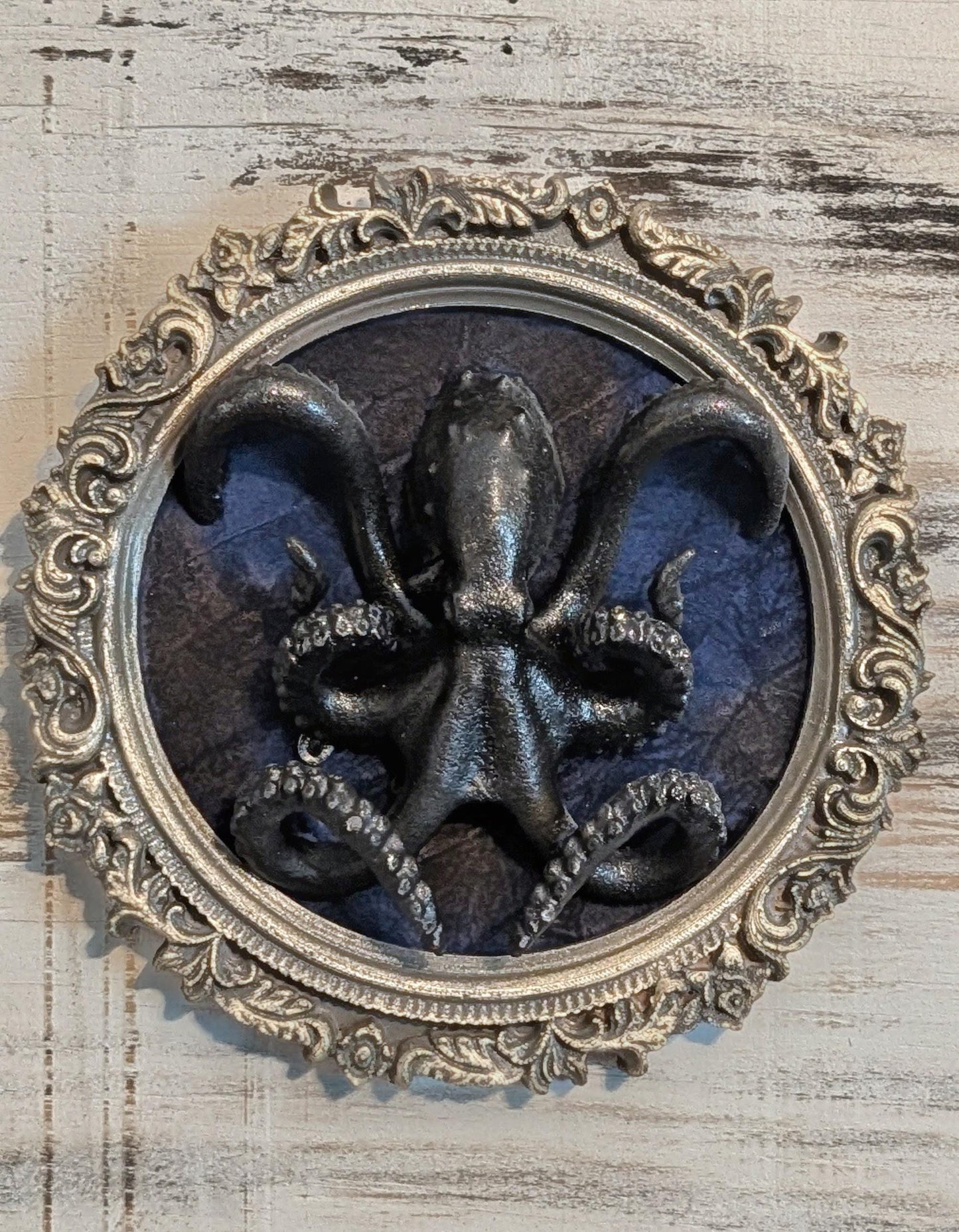 Baroque Octopus Wall Sculpture Gothic Nautical Frame Art Dark Ocean Decor