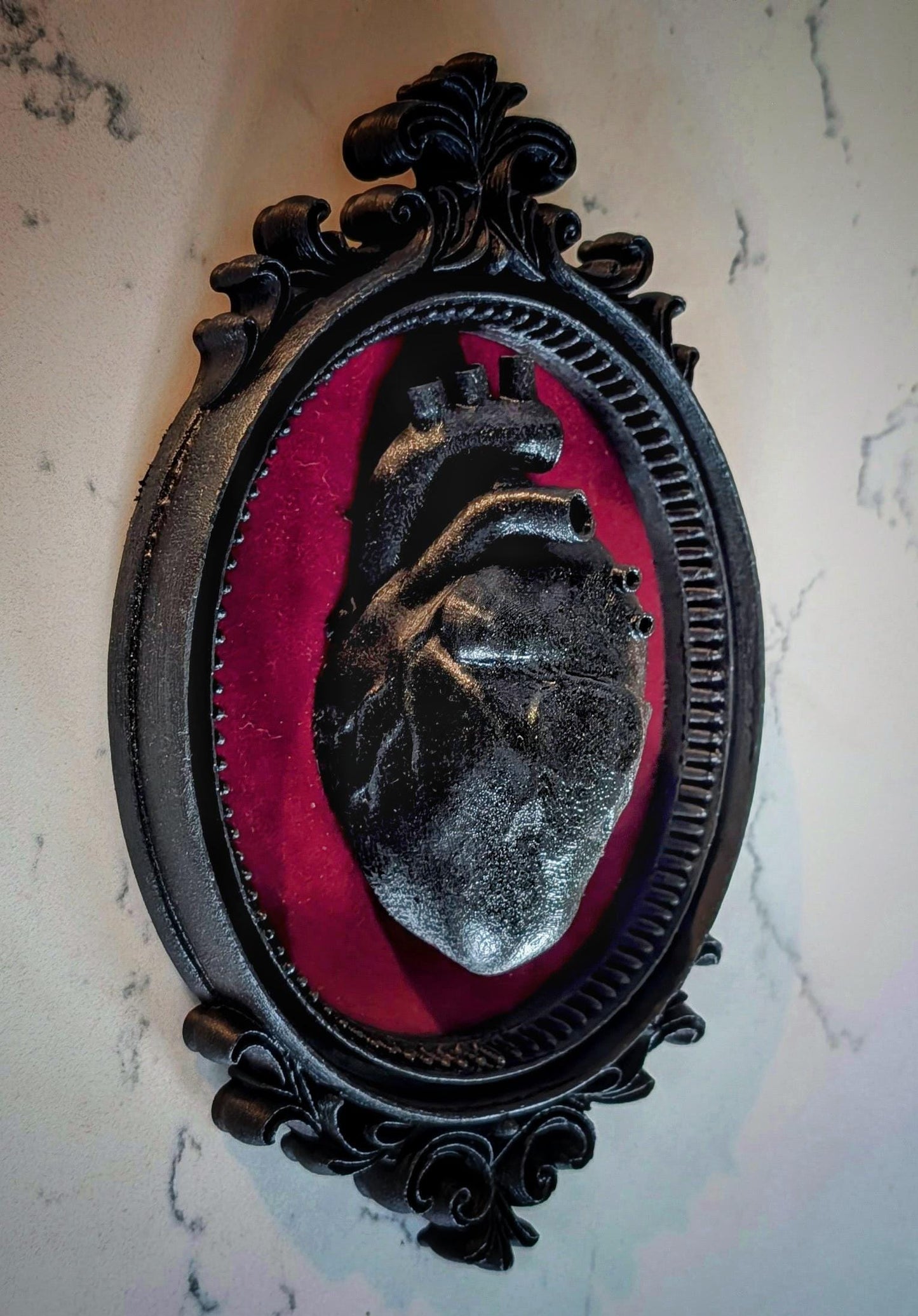 Gothic Anatomical Heart Wall Art - Red or Black Heart in Ornate Frame