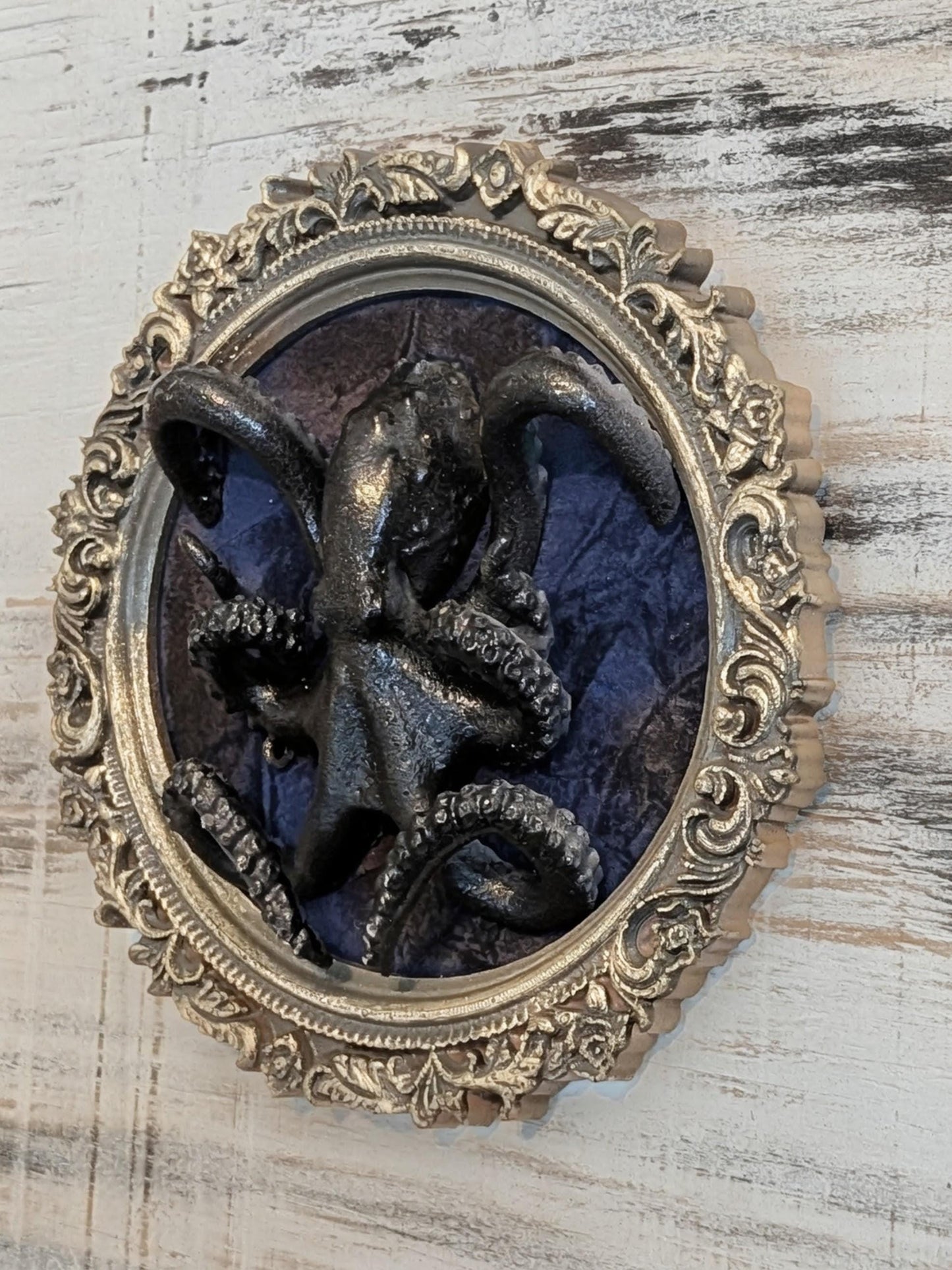 Baroque Octopus Wall Sculpture Gothic Nautical Frame Art Dark Ocean Decor