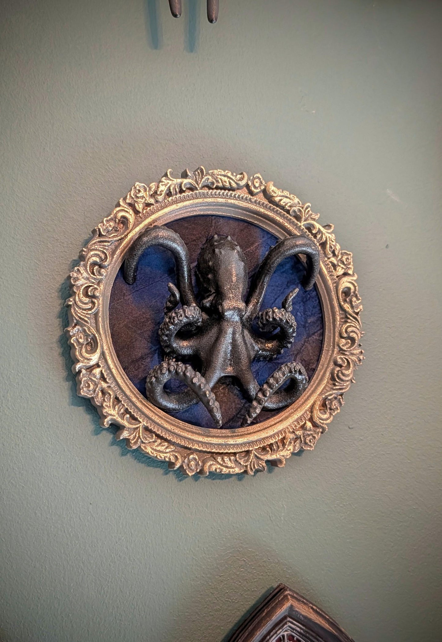 Baroque Octopus Wall Sculpture Gothic Nautical Frame Art Dark Ocean Decor