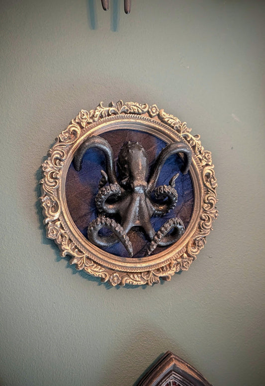 Baroque Octopus Wall Sculpture Gothic Nautical Frame Art Dark Ocean Decor