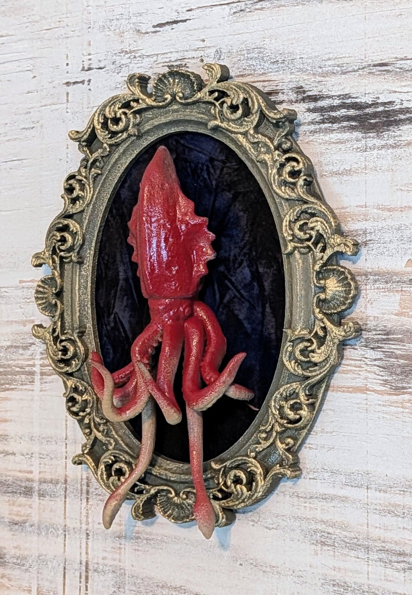 Baroque Giant Squid Wall Sculpture, Sea Monster Frame Art.