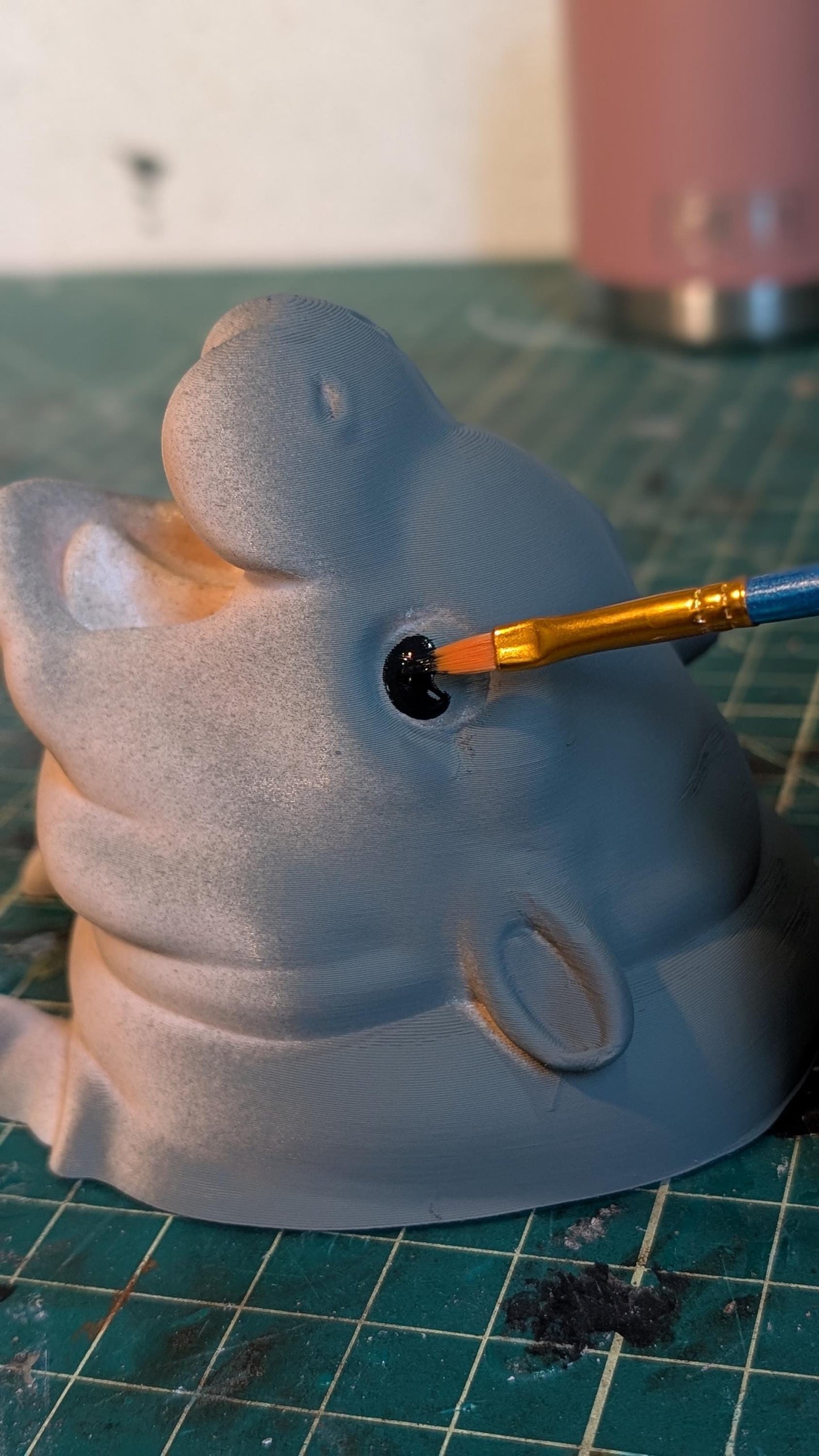 Custom Moo Deng, the pigmy hippo bookend.