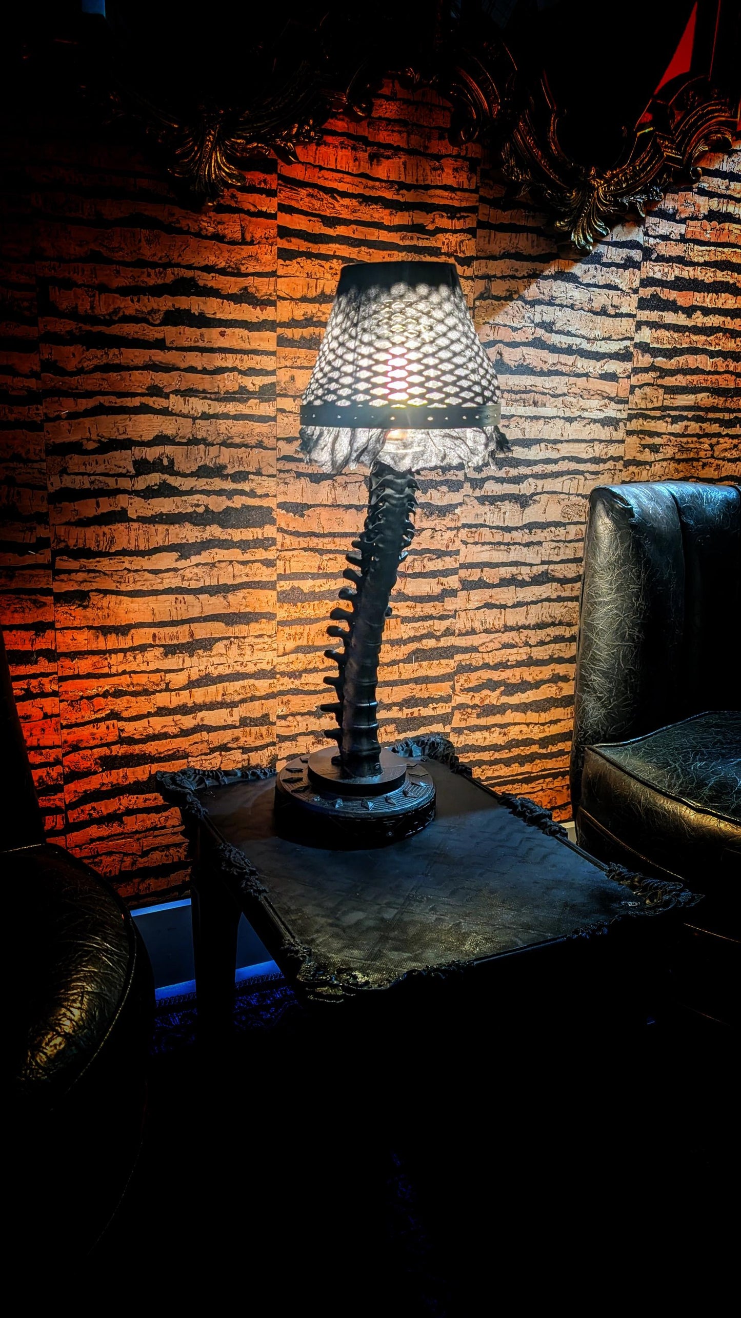 Gothic Skeleton Desktop Lamp - Life-Size-Anatomically accurate spine  with handmade shade!