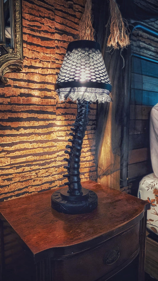 Gothic Skeleton Desktop Lamp - Life-Size-Anatomically accurate spine  with handmade shade!