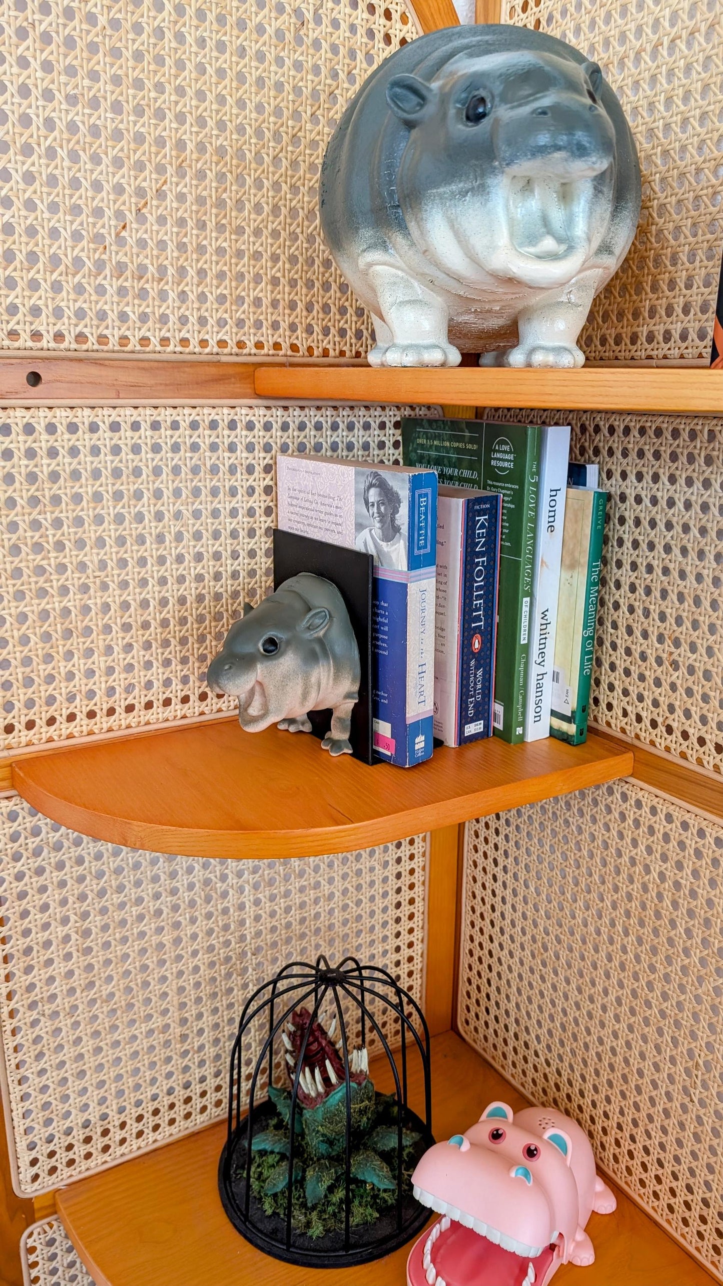 Custom Moo Deng, the pigmy hippo bookend.