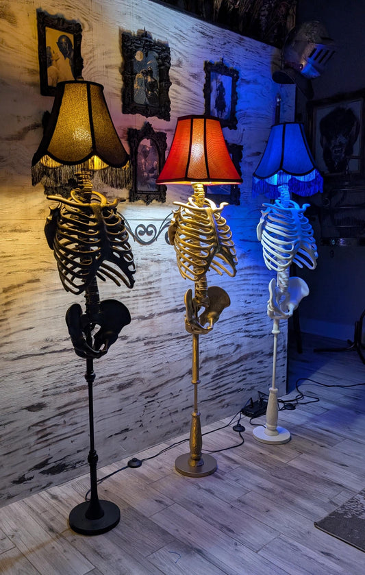 Gothic Skeleton Floor Lamp - Life-Size-Anatomically accurate Lamp with Vintage Shade