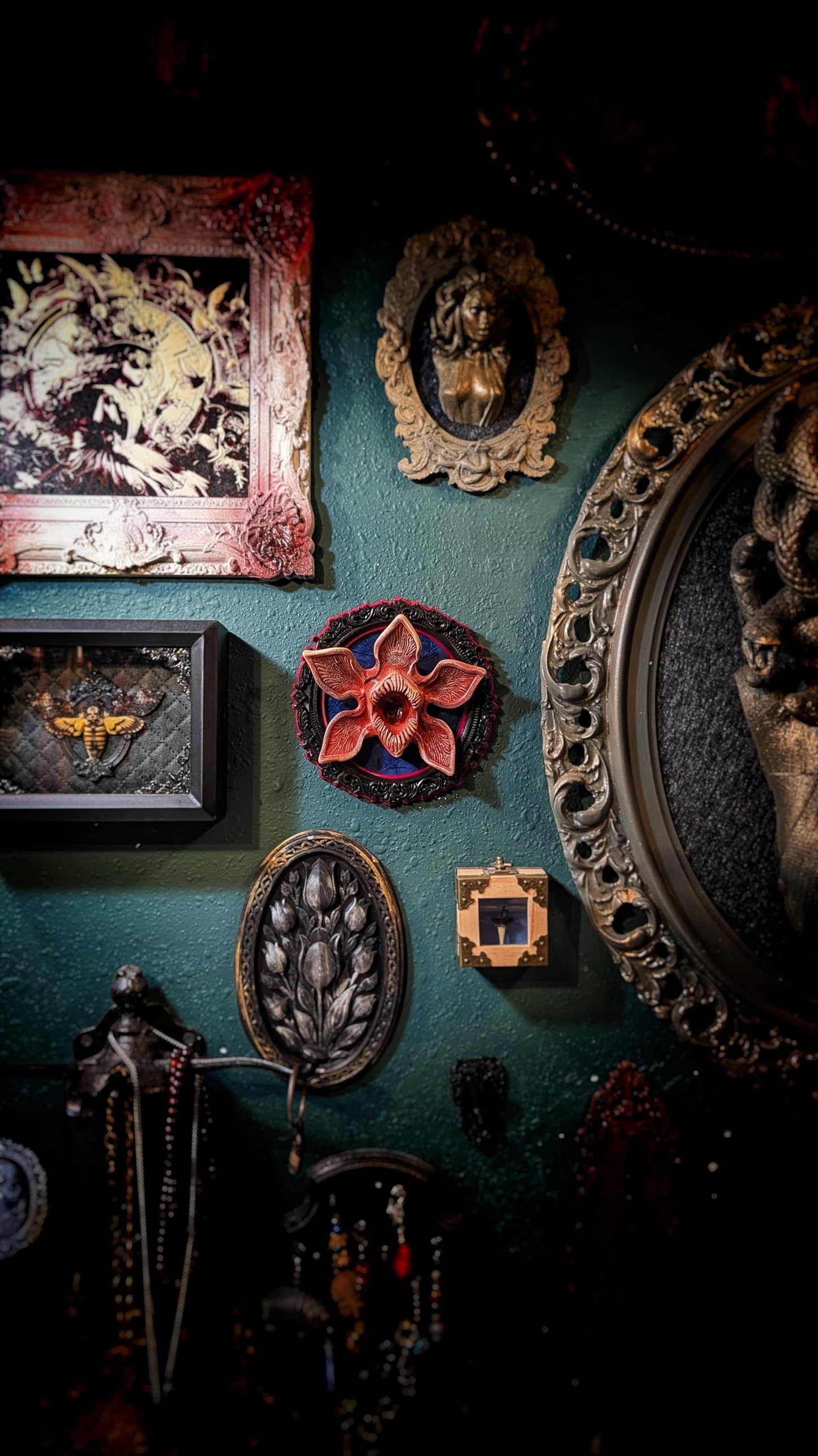 Demogorgon art piece in baroque frame