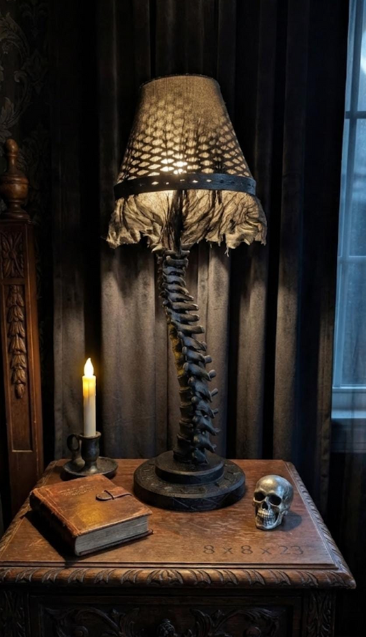 Gothic Skeleton Desktop Lamp - Life-Size-Anatomically accurate spine  with handmade shade!
